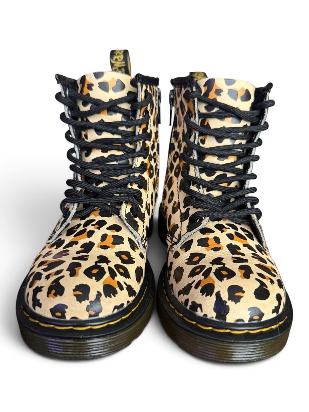Dr. Martens 1460J Leopard Print Girls Combat Boots US 12